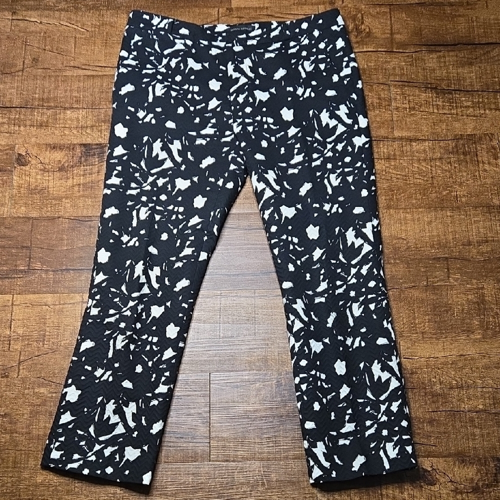 Banana Republic Monochrome Abstract Jacquard Pants Cotton Size 10 - Picture 2 of 9